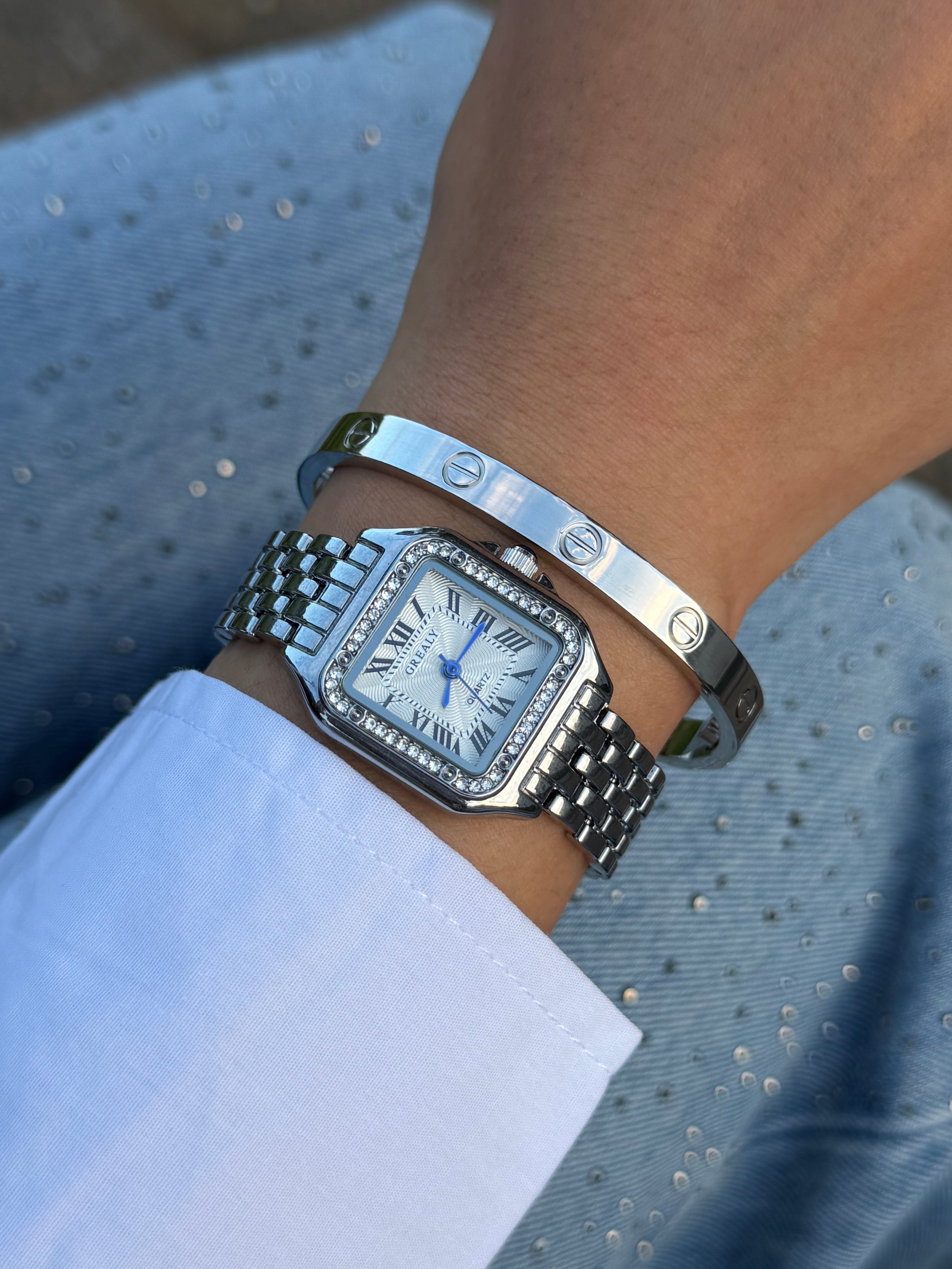 Reloj Silver Diamond Square